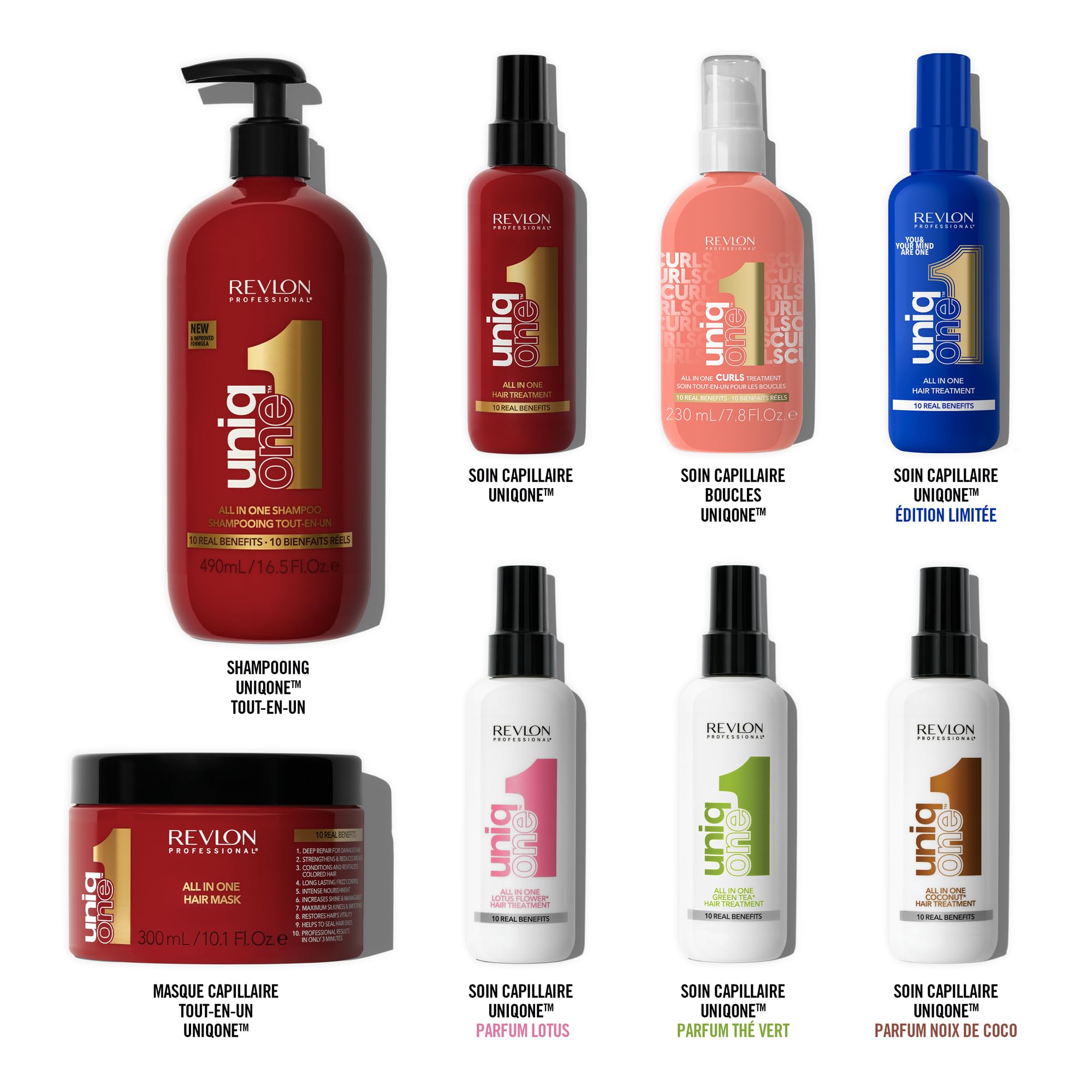 Revlon Professional UniqOne, Shampooing et Après-shampooing 2en1 (490 ml), Soin Cheveux Nourrissant et Réparateur, Formule Vegan, Tous Types de Cheveux, Classique Rouge