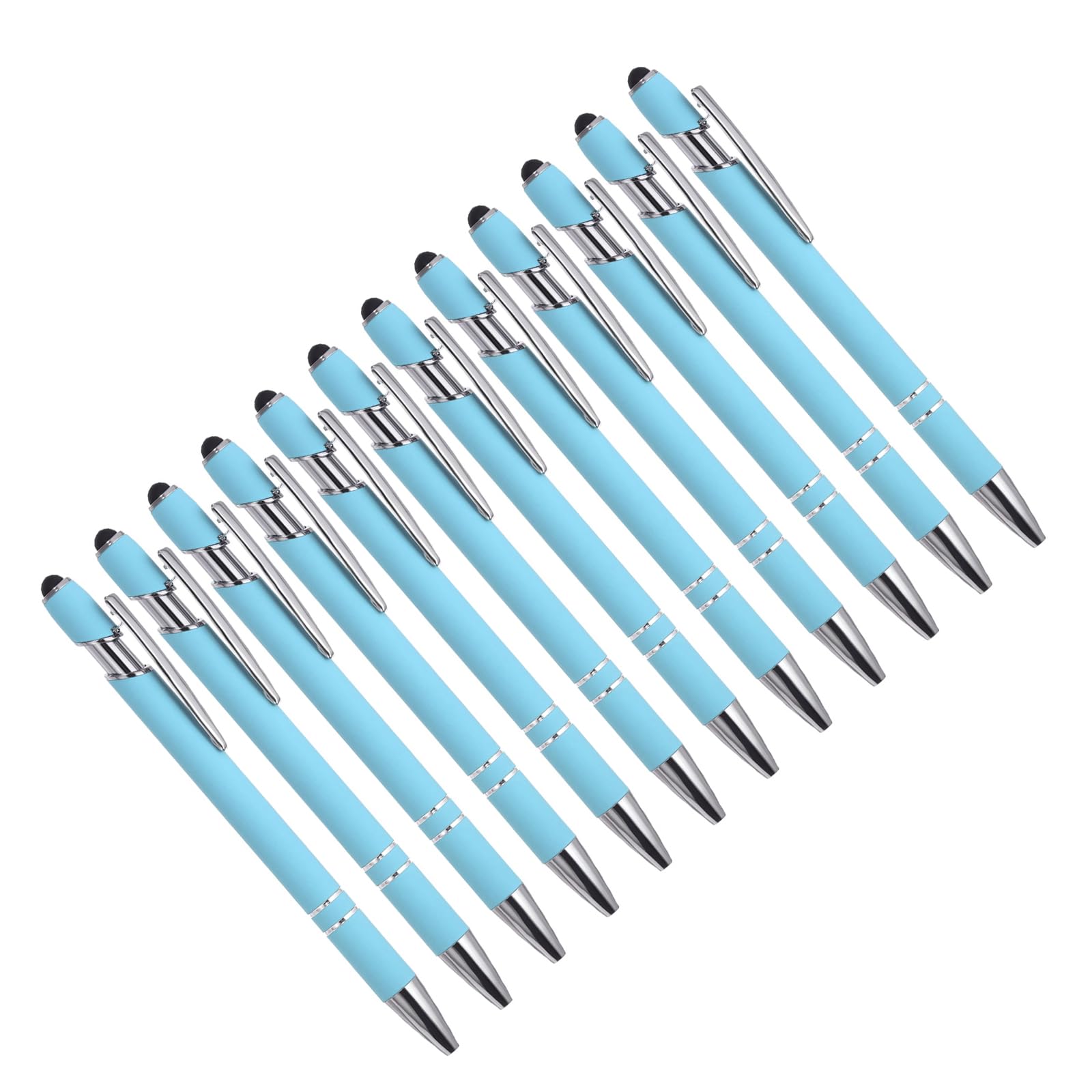 YOKIVE 12 Pcs Ballpoint Pen with Stylus Tip, 2 in 1 Black Ink Metal Stylus Pen 1.0mm Medium Point Style 1