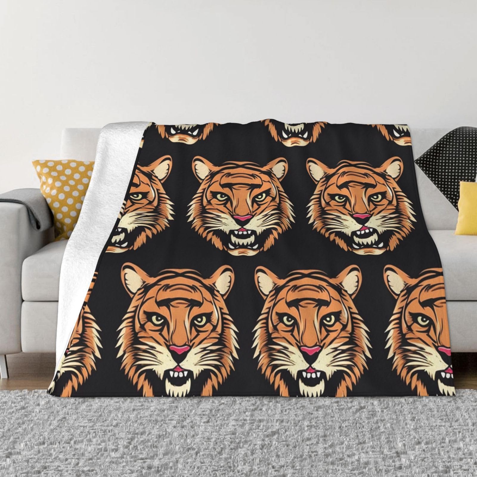 Couverture tigre flanelle pour éliminer le froid sur le canapé