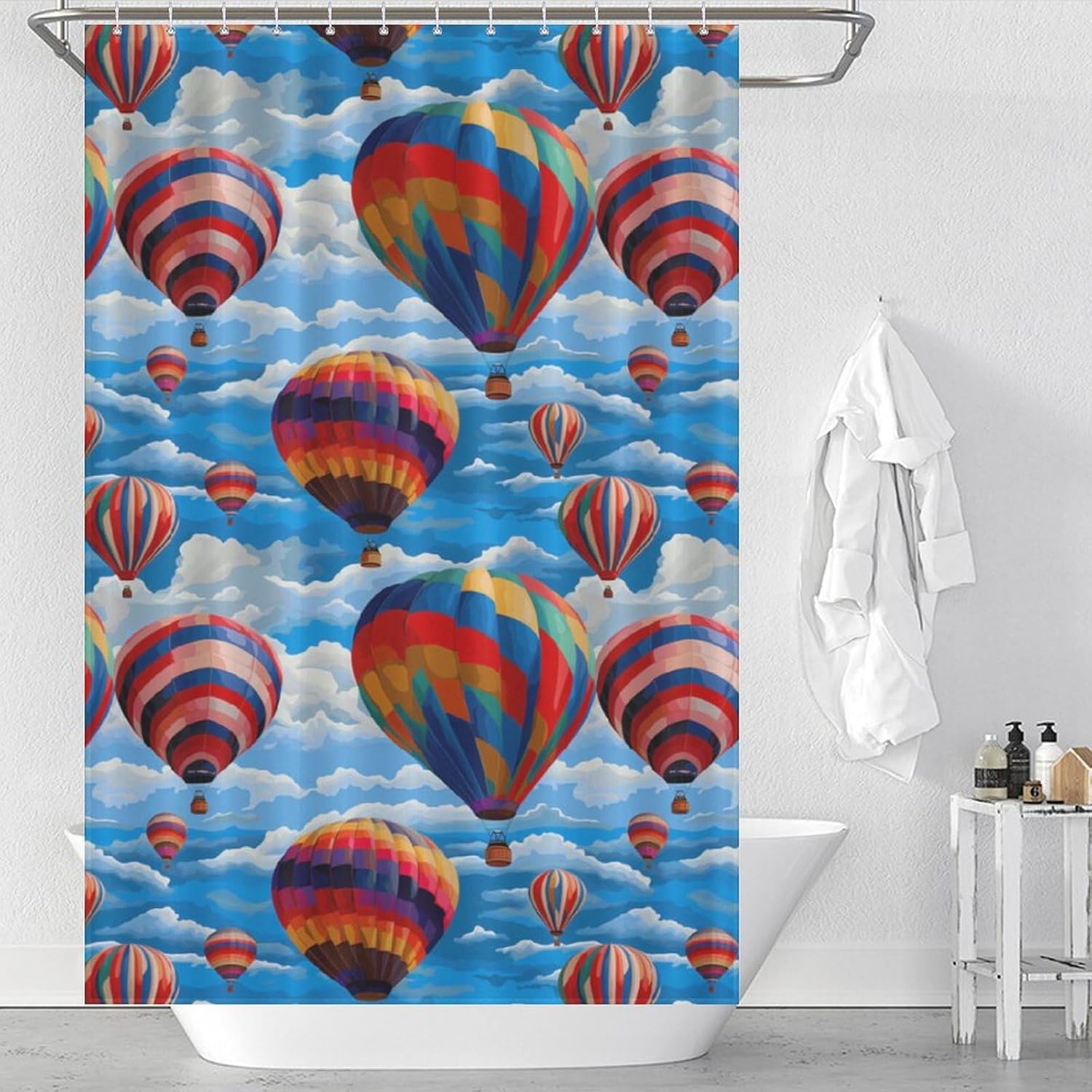 Hot Air Balloons Funny Shower Curtains Washable Bath Curtain Liner with Hooks for Bathroom Bath Tubs
