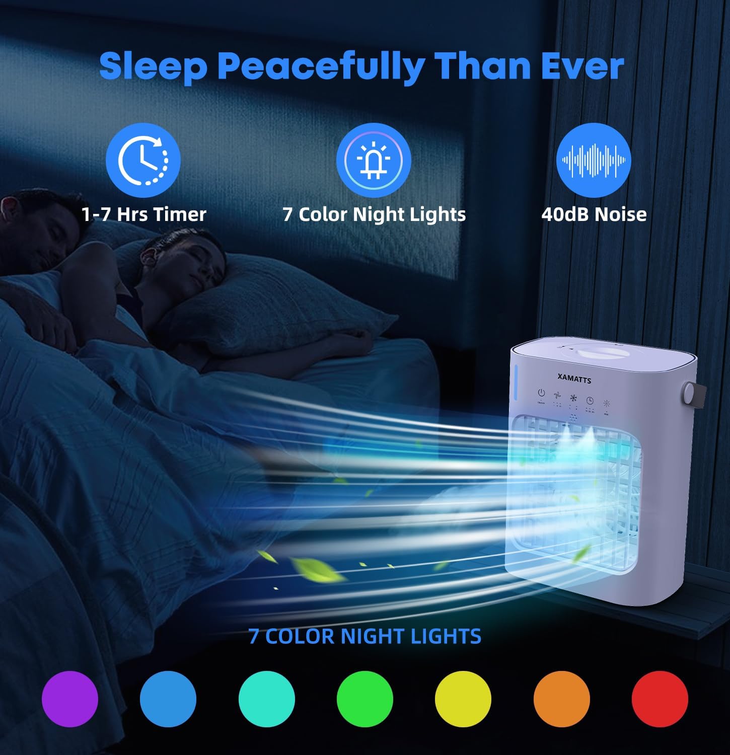 Portable Air Conditioners Cooling Fan, XAMATTS Evaporative Mini Air Conditioner Portable with 3 Speeds, 700ml Portable AC Air Cooler, Personal Air Conditioner for Bedroom Room Office Camping