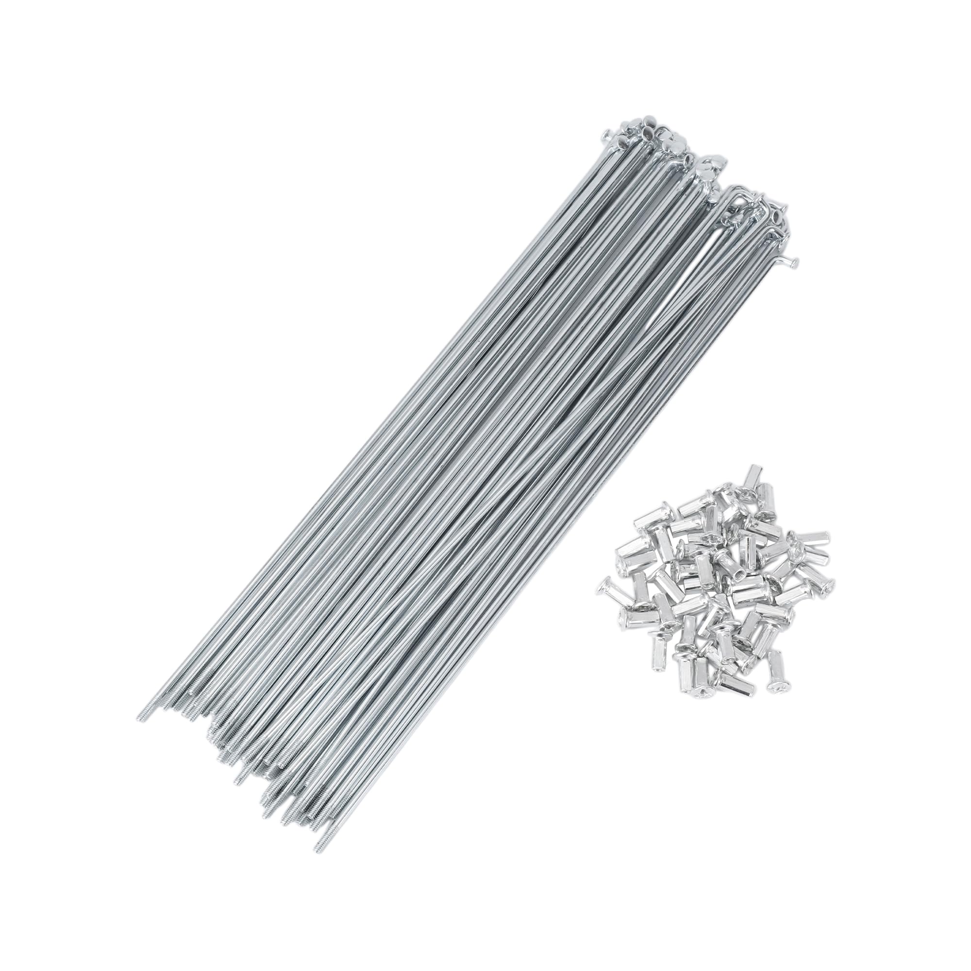 X AUTOHAUX 48 Set 10G Bicycle Spokes 270mm Bike Wheel Spokes Carbon Steel Galvanized Silver Tone