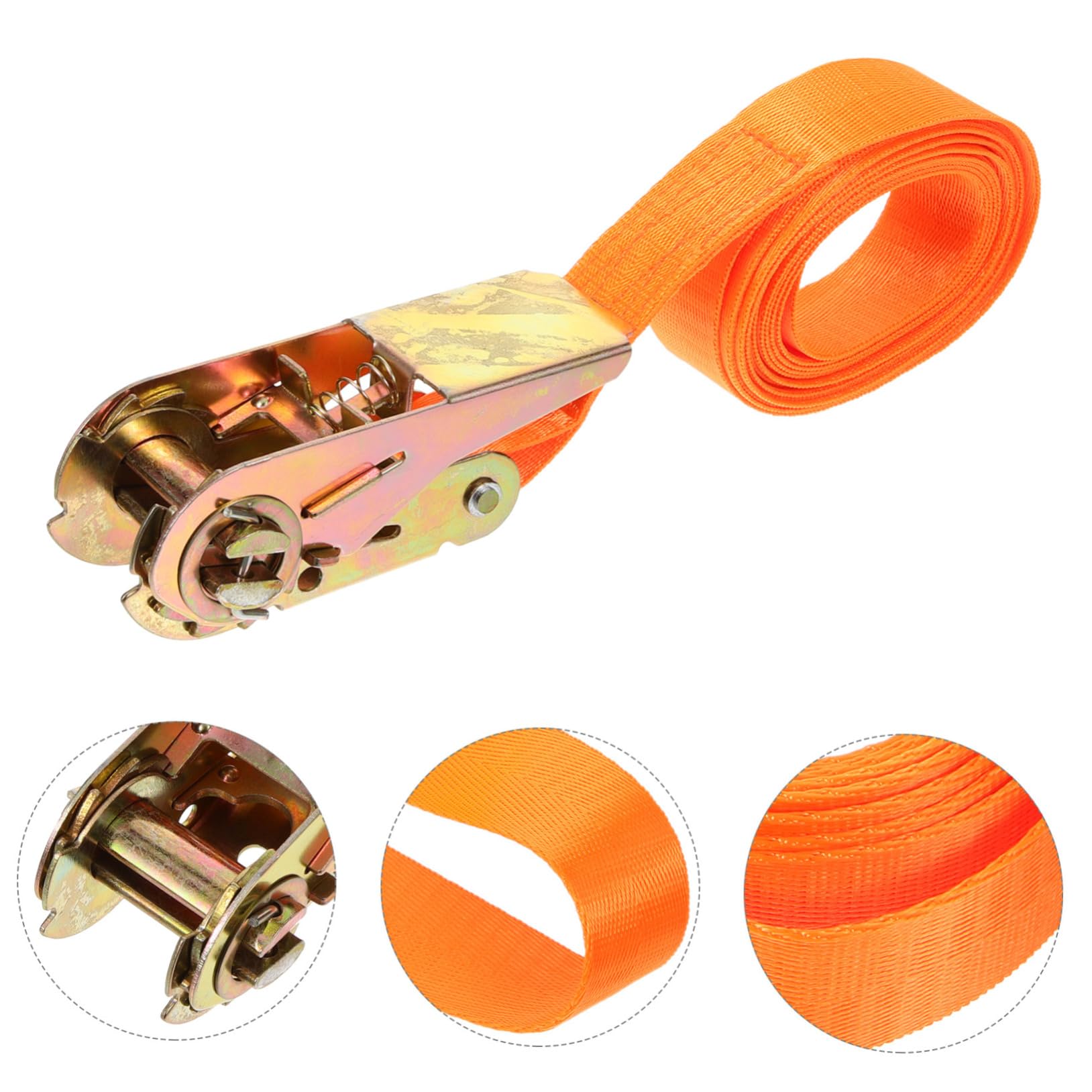 NUOBESTY 4 Pièces tendeur de voiture petit rochet boucler cliquets lourd sangles d'arrimage de sangles d'arrimage de voiture sangles à cliquet sangle en nylon Orange
