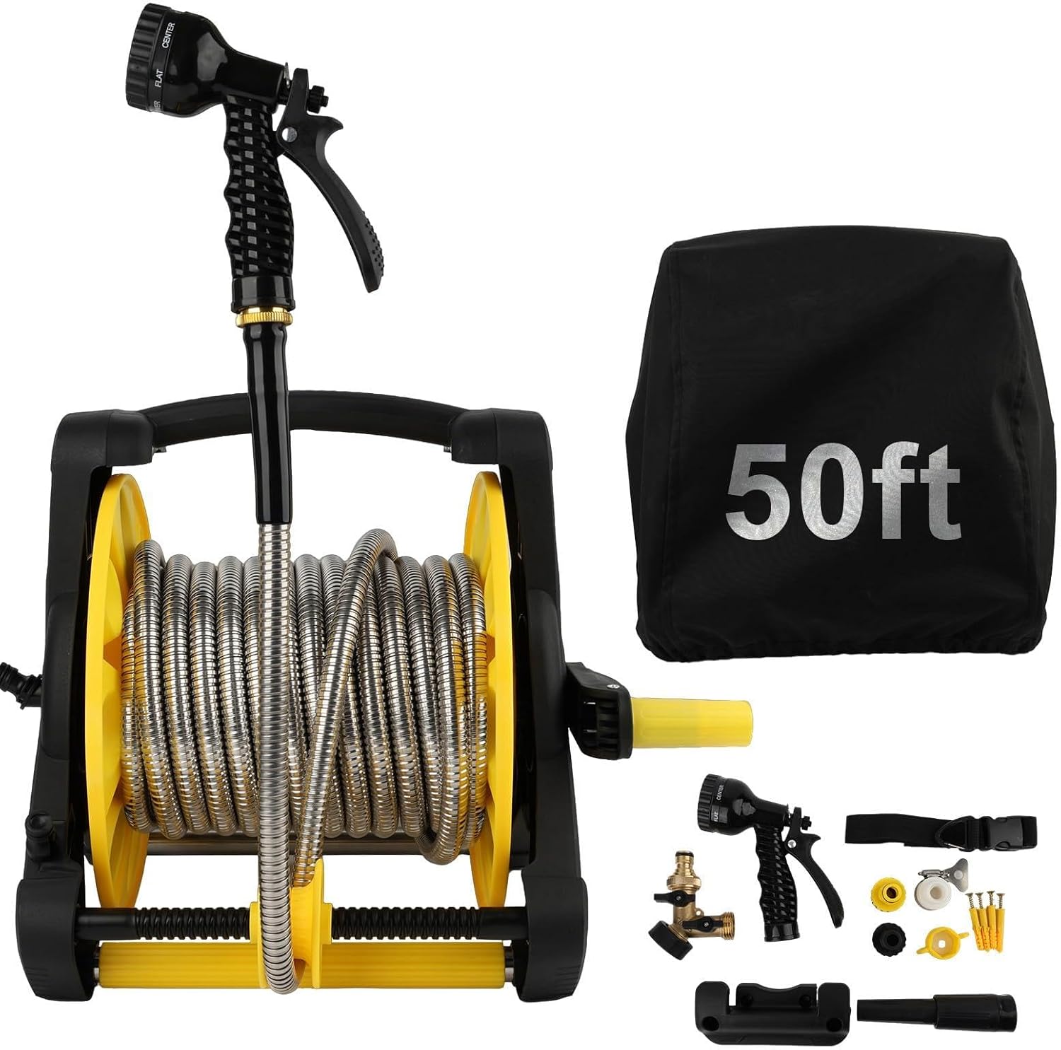 Expandable Garden Hose 50ft with Multifunctional Spray Nozzle, Lightweight Portable Water Hose, Non-Kink Garden Hose， Easy to Store Garden Tools for Watering Lawn Yard Car -Includes Carry Bag