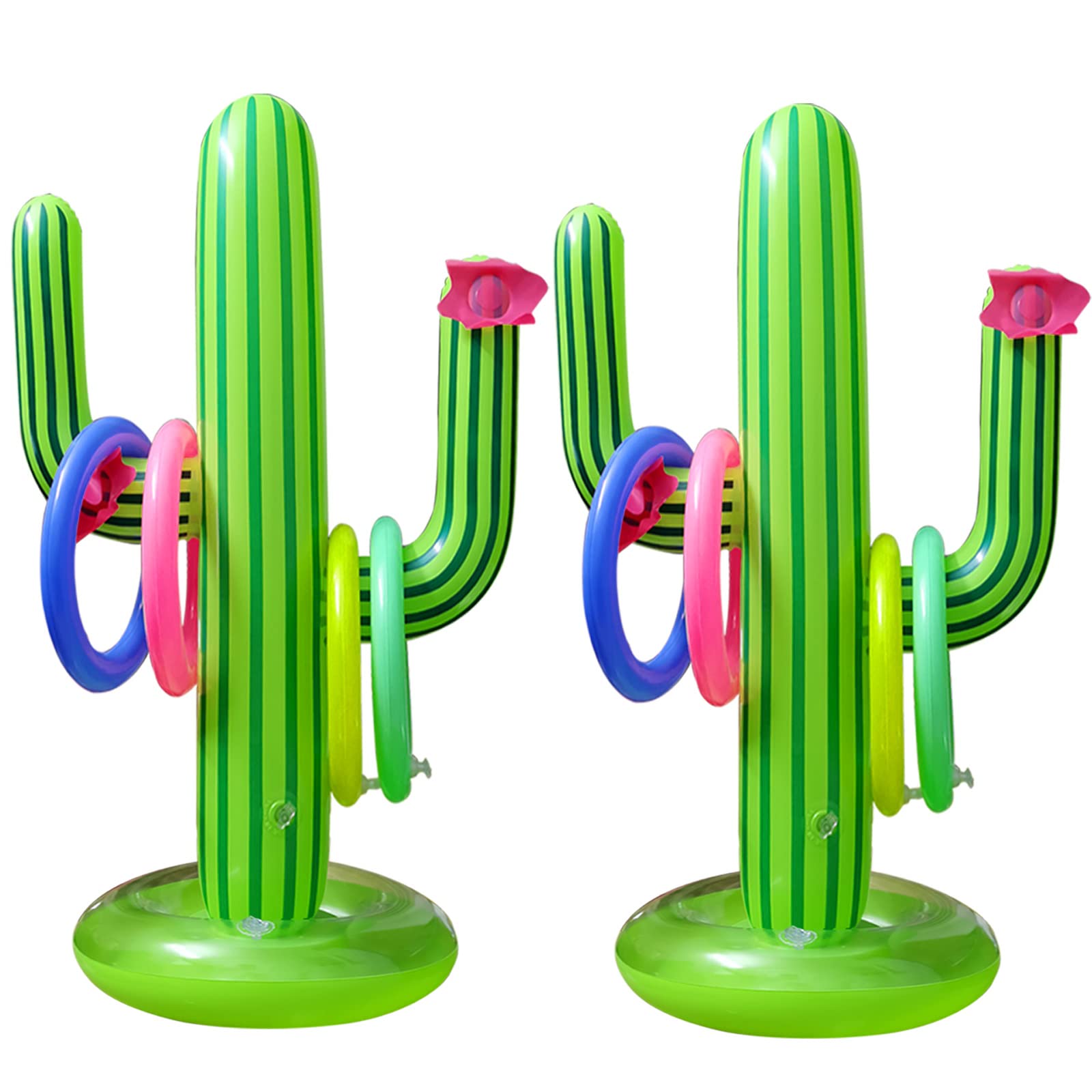 2 Sets Inflatable Cactus Ring Toss Games, Cinco de Mayo/Mexican Fiesta Carnival Themed Birthday Party/Summer Pool Party Supplies Decorations Goodie Bag Stuffers Favors Inflatable Cactus Decor