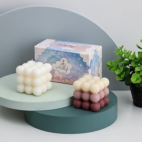 Miniatura 4 de Vela de burbujas  Velas de cera de soja en cubo, velas de decoración del hogar, juego de velas perfumadas de 2 piezas, uso doméstico y regalo