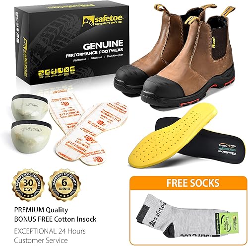 Miniatura 6 de Botas de trabajo Chelsea con punta de acero, botas de seguridad de cuero de vaca, impermeables, ligeras, zapatos de trabajo