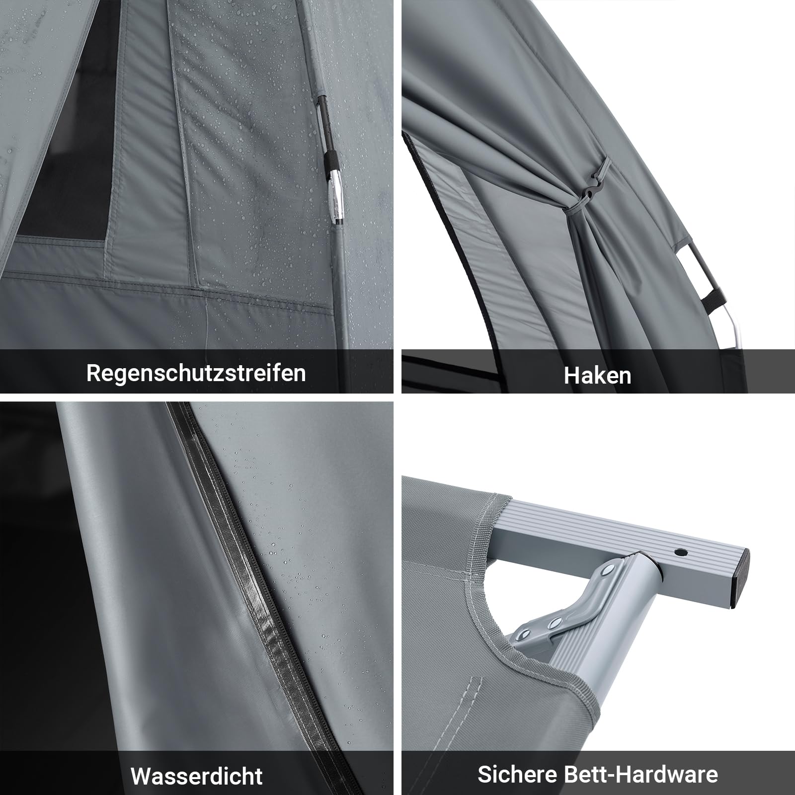 SoBuy Campingzelt Einzelzelt mit Lampenhaken und Schuhaufbewahrungstaschen 2in1-Zelt 1 Person praktische Hellgrau BHT ca. 193x160x86cm OGS32-II-HG