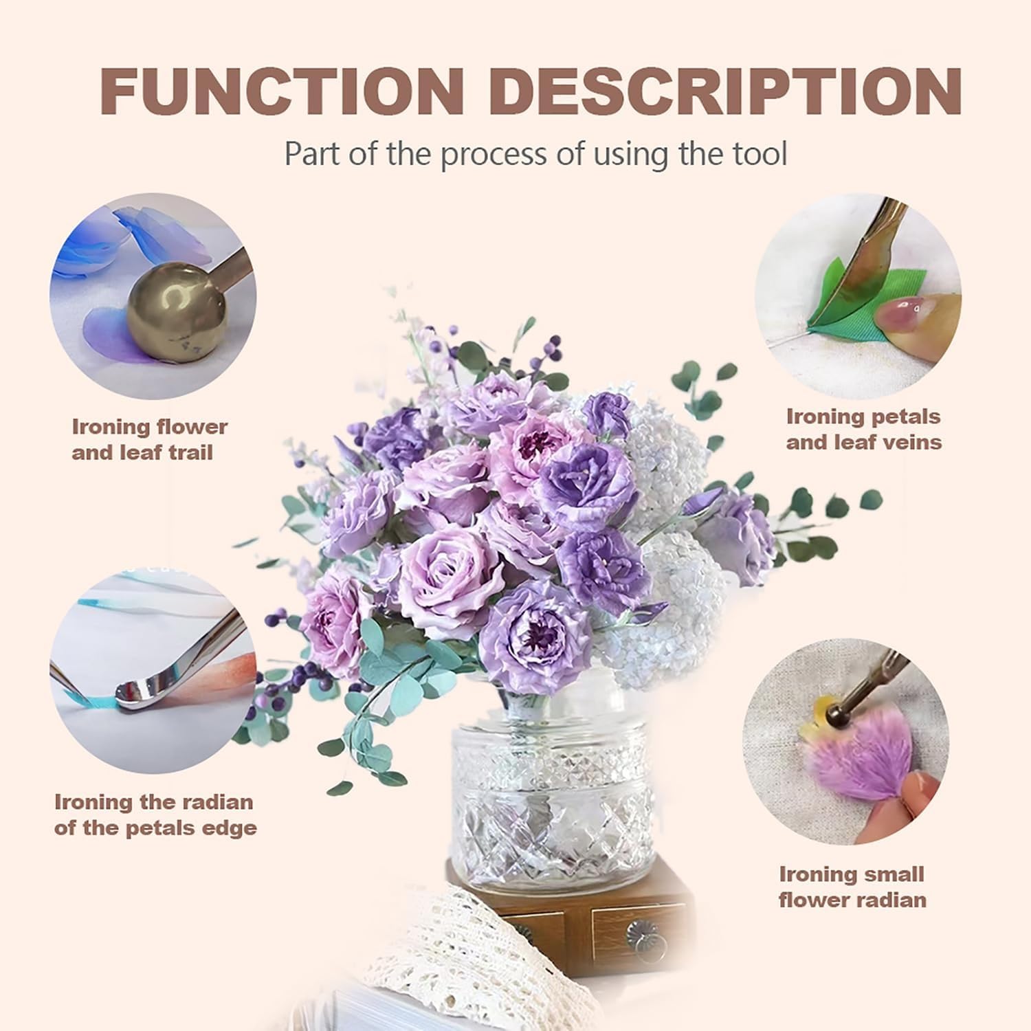 Fabric Flower Maker Kit, Adjustable Temperature, Electric Artificial Flower Ironing Machine, with 18 Ironing Heads, DIY Petal Modeling Tools Set, for Corsages, Bouquets, Petals Shaping