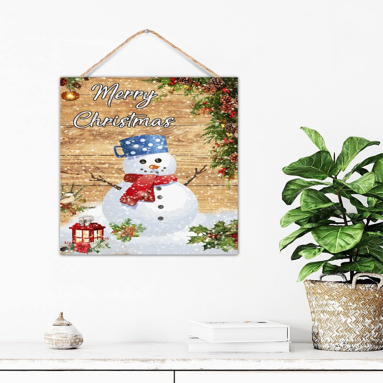 Panneau mural en bois Merry Christmas pour salon et entrée de maison