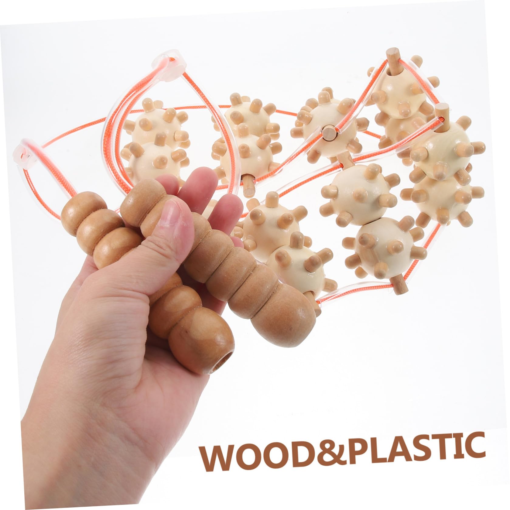 VALICLUD Massaggiatore la Schiena in Legno e Plastica, Rullo Manuale Leggero e Portatile, per Alleviare la Fatica Muscolare a Casa e Dopo L'esercizio