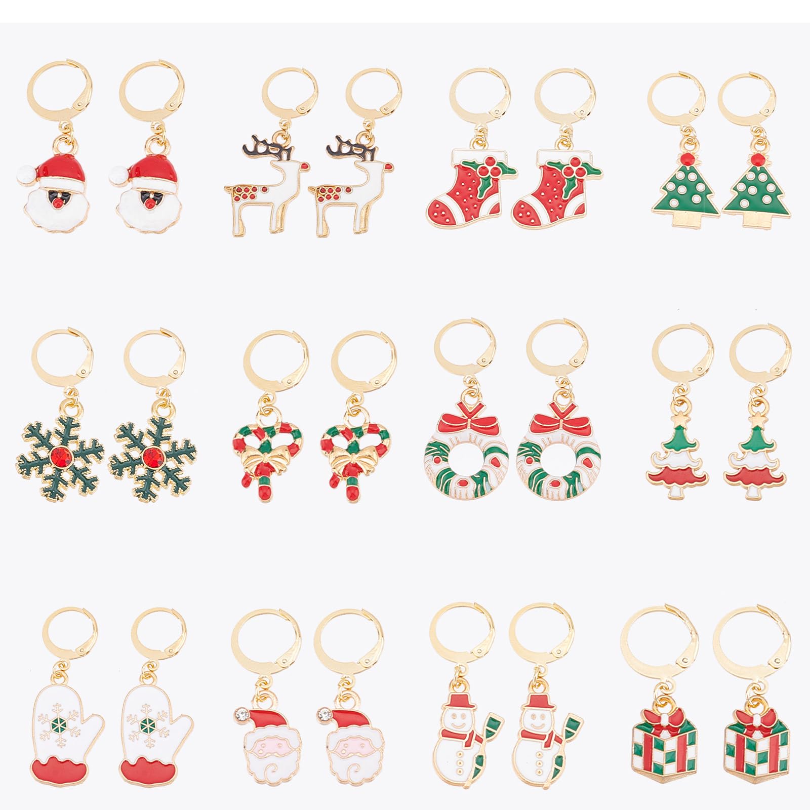 Juego de pendientes de Navidad SUNNYCLUE de invierno, aros colgantes de moda para adultos