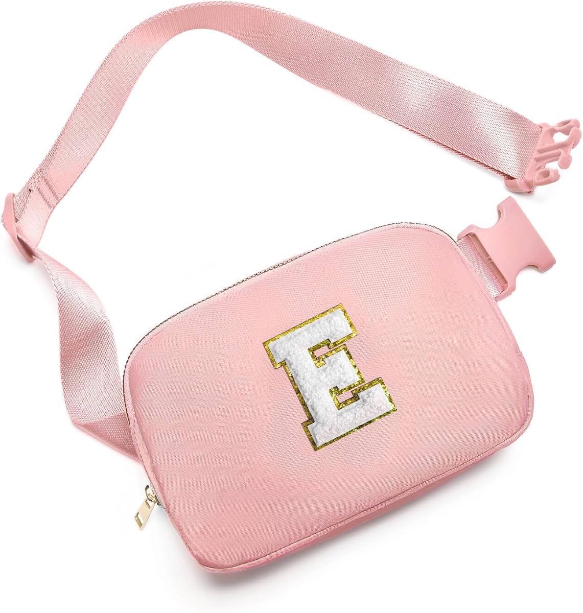 Gitus Birthday Gifts for 8 9 10 11 12 13 Year Old Girls Personalized Fanny Pack Crossbody Bags with Initial Letter Patch Belt Bag for Teen Girls Cute Trendy Stuff Travel Essentials (LightPink-E)