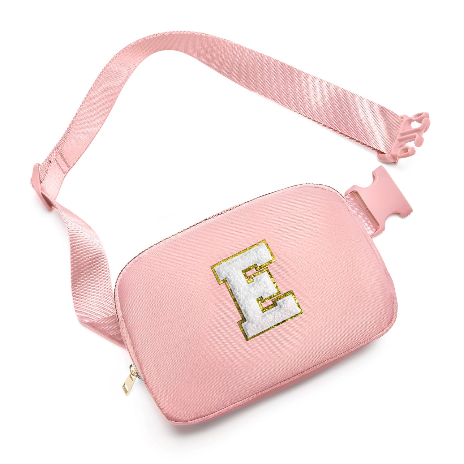 Gitus Birthday Gifts for 8 9 10 11 12 13 Year Old Girls Personalized Fanny Pack Crossbody Bags with Initial Letter Patch Belt Bag for Teen Girls Cute Trendy Stuff Travel Essentials (LightPink-E)