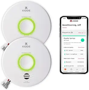 Kidde Smart Smoke Detector, WiFi, Alexa Compatible Device, Hardwired w/Battery Backup, Voice & App Alerts, 2 Pack