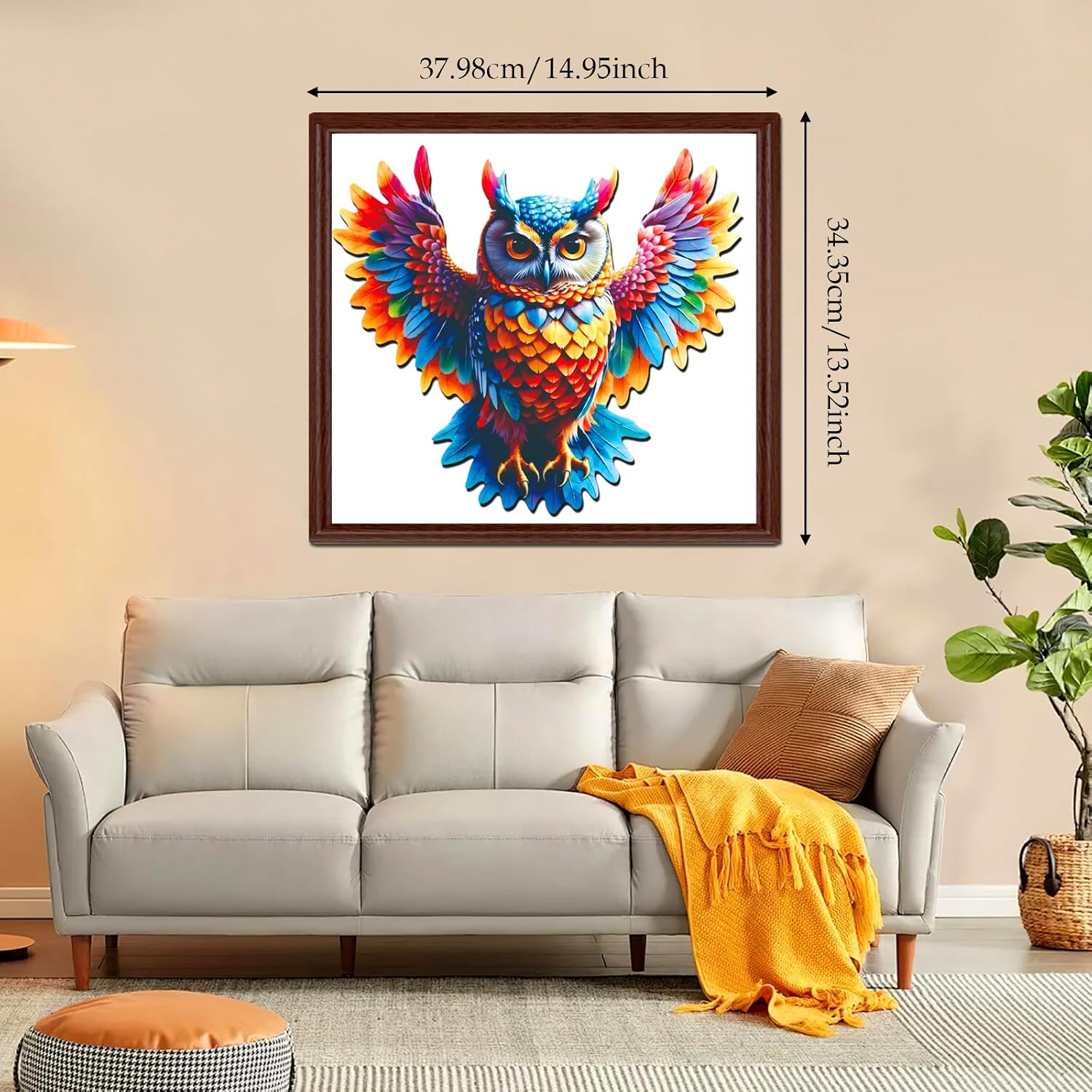 Wooden Puzzles for Adults, Colorful Owl Wooden Jigsaw Puzzle 300 Piece, Unique Shape Wood Cut Puzzles Adults, Fun Challenging Bird Jigsaw Puzzles for Adults Teens Family Game Home Decor 13.5 * 15in