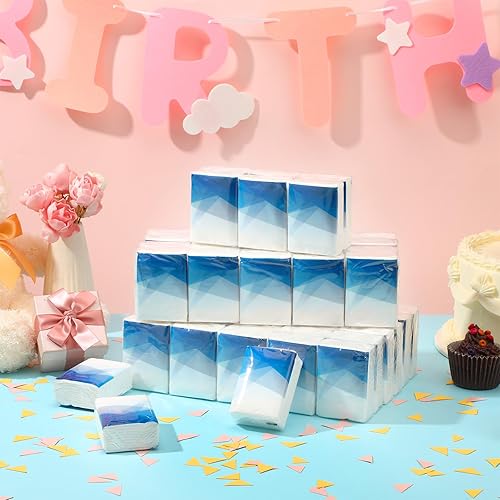 Miniatura 3 de Paquete de 50 pañuelos de bolsillo a granel, paquetes de 500 hojas de pañuelos pequeños, paquetes de bolsillo de 3 capas de tamaño de viaje,