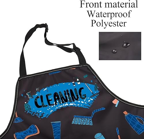 Miniatura 3 de FUSTMW Delantal con bolsillos, regalo de limpieza de casa, talla única, multicolor, moda, mujer (uso profesional y doméstico)