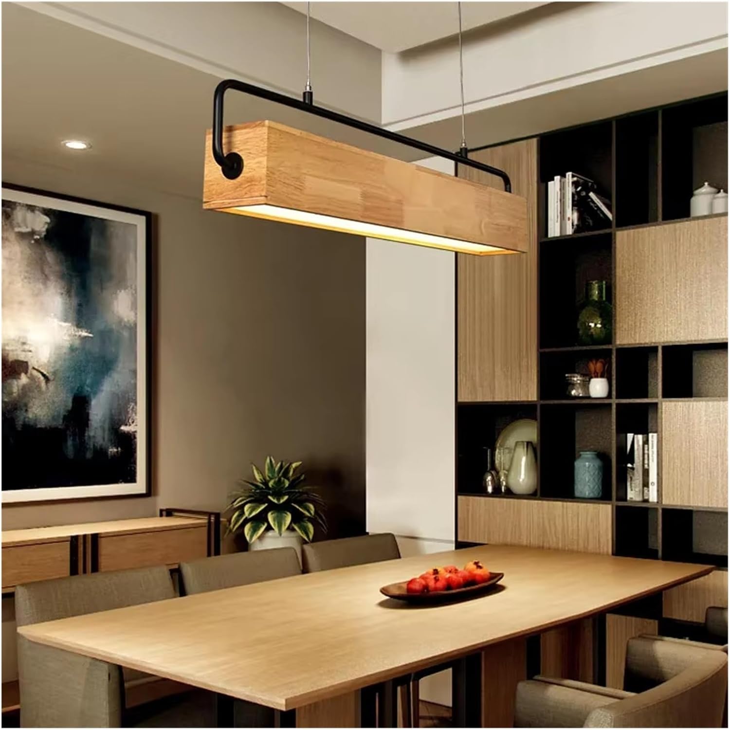Nordic Long Solid Wood Style Led Pendent Light Modern Minimalist Home Decor Chandeliers Kitchen Island Hanging Light,for Decoration