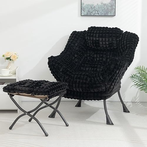 Miniatura 334 de HollyHOME - Silla perezosa grande de tela para sala de estar, silla de lectura, acogedora silla de descanso con reposabrazos, sofá de ocio, color