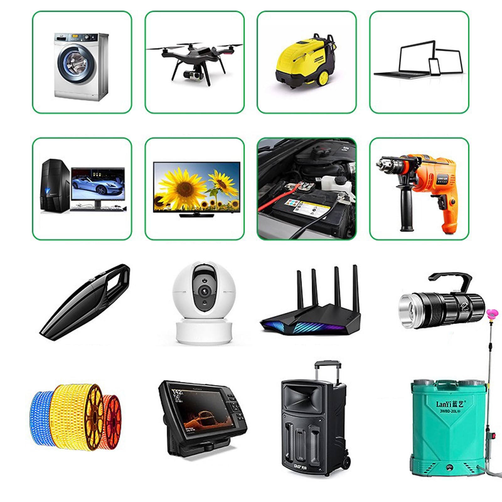 12-Volt-Polymer-Lithium-Ionen-Akkupack DC 12V 6Ah 8Ah 10Ah 12Ah 16Ah 20Ah Wiederaufladbarer Li-Po-Akku
