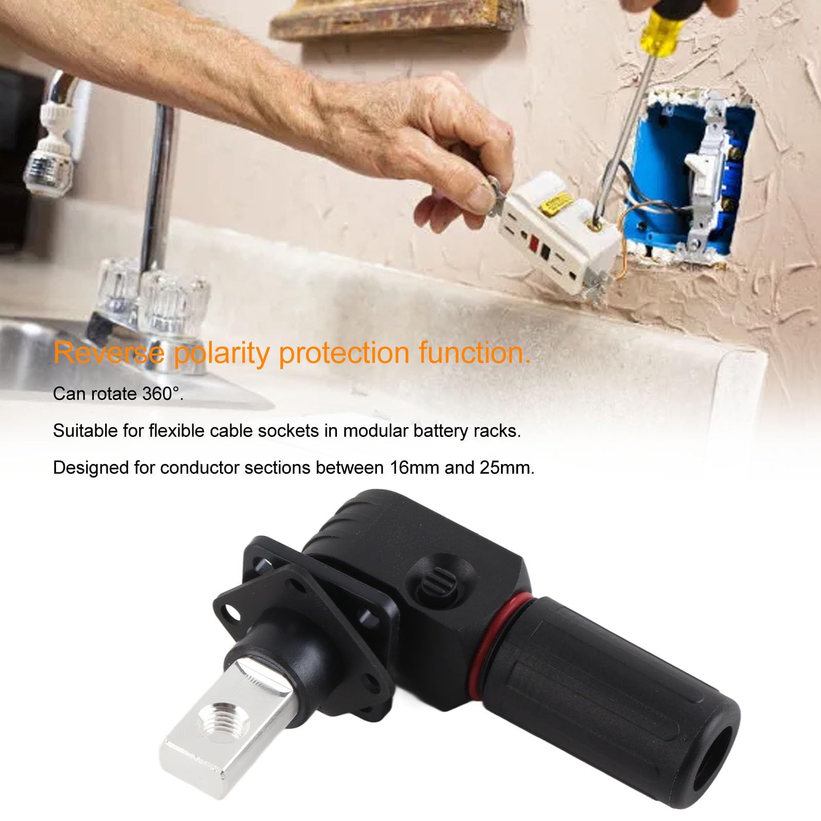 Conector de Almacenamiento de Energía de Batería, Conectores de Alta Corriente 200A 50mm², con Protección de Polaridad Inversa, para Vehículos Eléctricos e Híbridos (BLACK)