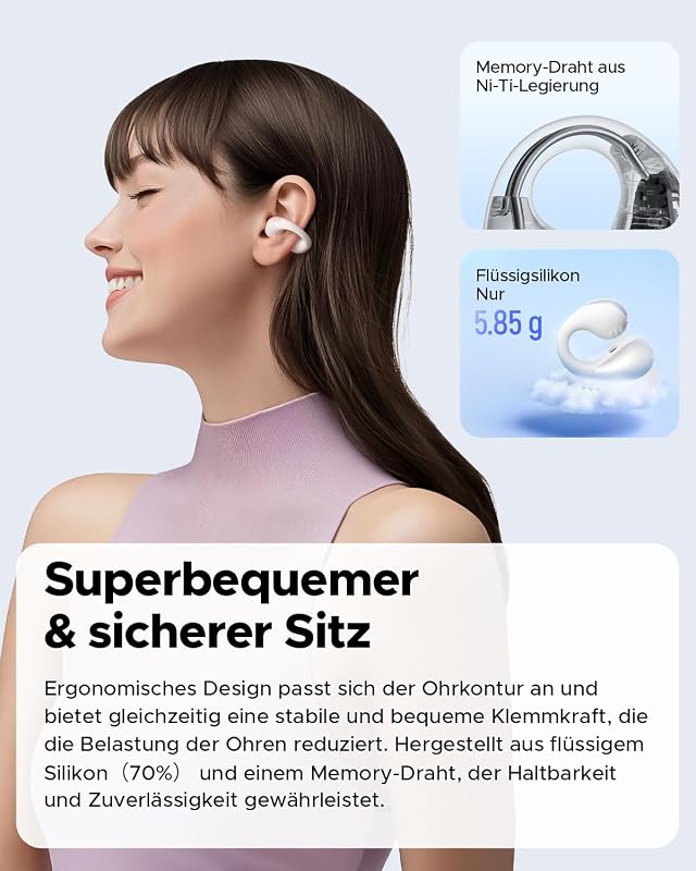 SoundPEATS PearlClip Pro Bluetooth Fülhallgató, Fülre Csíptethető, 5.4 Bluetooth, 3D Hangzás, 24 Órás Üzemidő, Gyorstöltés, IPX5 Vízálló, 12