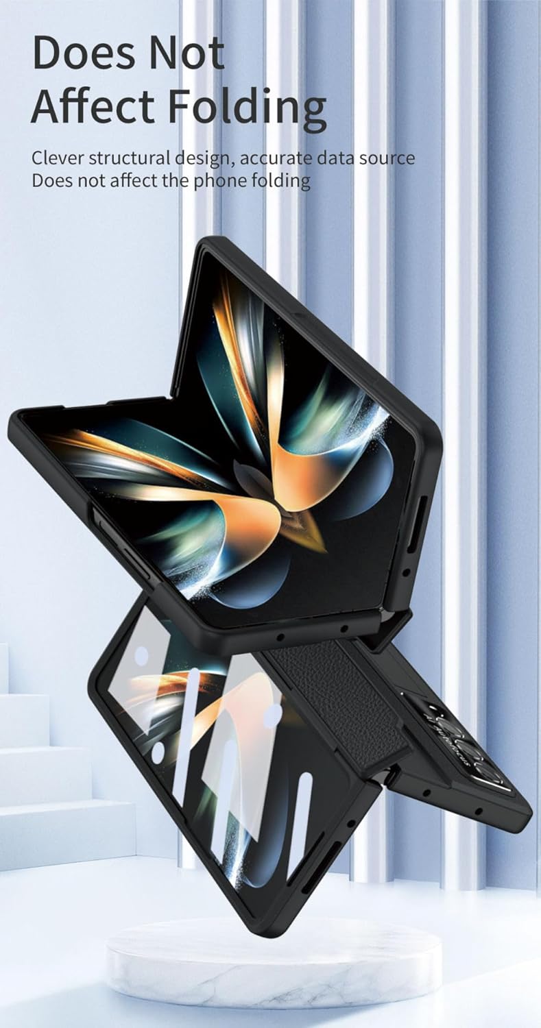 Plating Hard for Samsung Galaxy Z Fold 4 Fold 3 5G for Galaxy Z Fold 5 Case Glass Film Screen Hinge Protection for ZFold4 Cover,Dark Gold,for Galaxy Z Fold 4