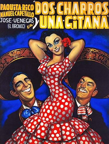 Posterazzi PDX56000LARGE Película mexicana Dos Charros y UNA Gitana Ernesto García Cabral Póster impreso, 24 x 36, multicolor