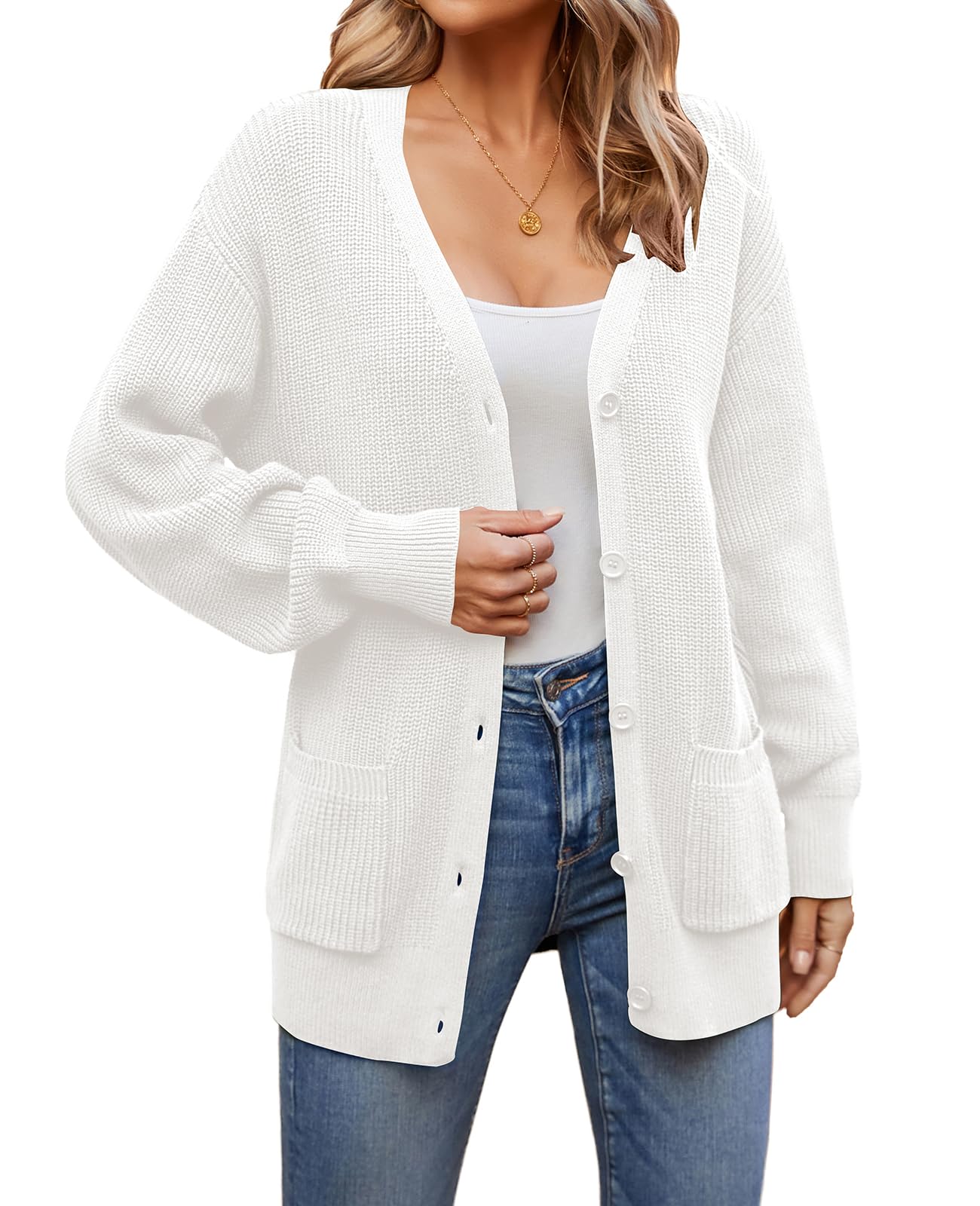 QUALFORT 100% Cotton Knit Cardigan