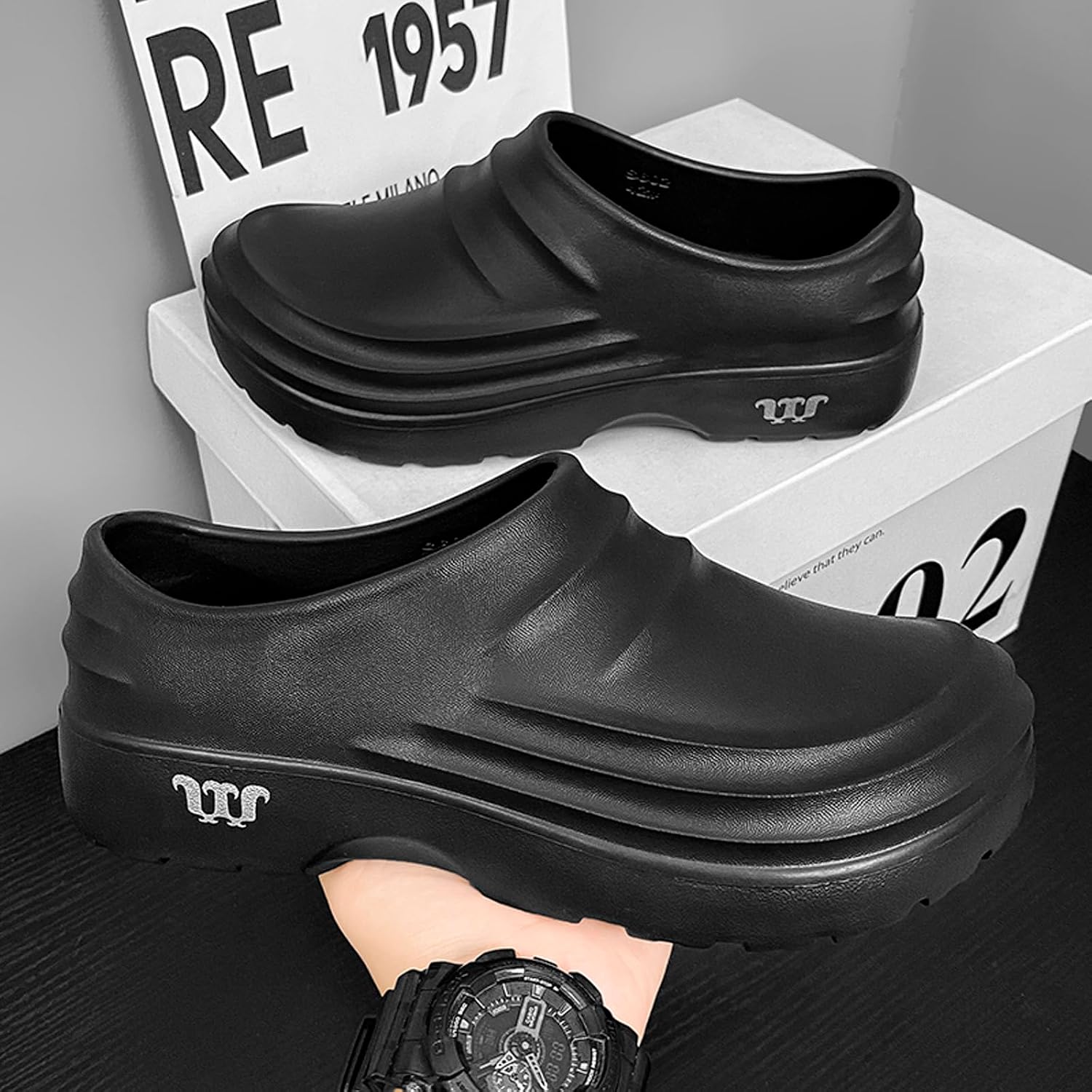 Work Clogs for Men Women, Slip Resistant Waterproof Kitchen Shoes, Lightweight EVA Chef Clogs for Food Service Restaurant Healthcare