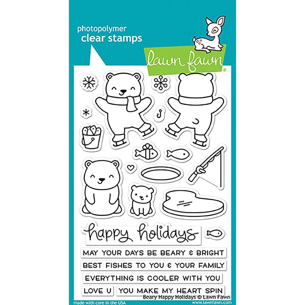 Lawn Fawn Beary Happy Holidays tampons pour cartes de voeux