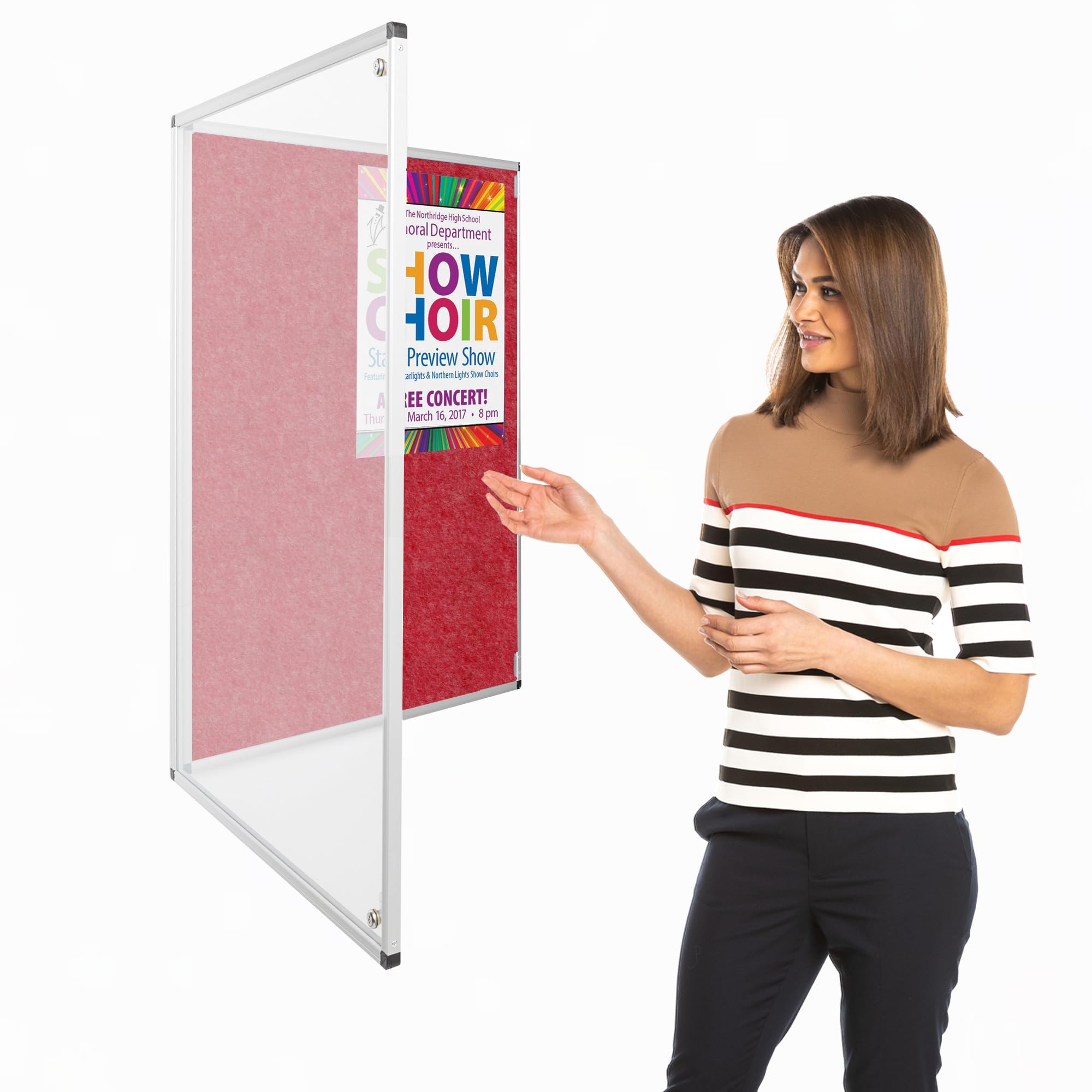 Wonderwall Tamperproof Lockable Notice Board | Fire Retardant Pin Board 90 x 60 cm - Choice of 11 Colours, incl. (Red) - Ideal for Offices, Schools & Public Areas — image 1