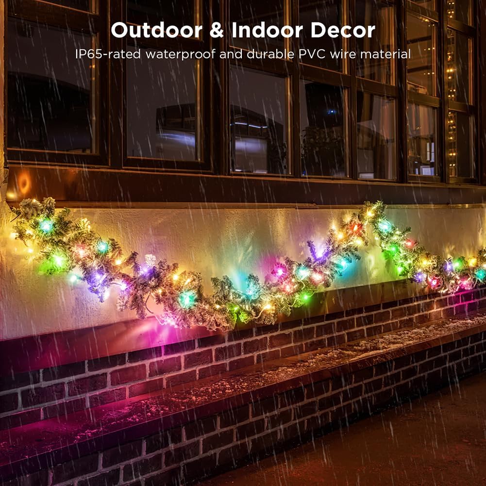 33ft Color Changing Christmas String Lights, 100 LED Twinkle Fairy Lights String Waterproof with 200+ Scene Modes, Smart App & Remote for Indoor Outdoor Christmas Tree Bedroom Patio Decor