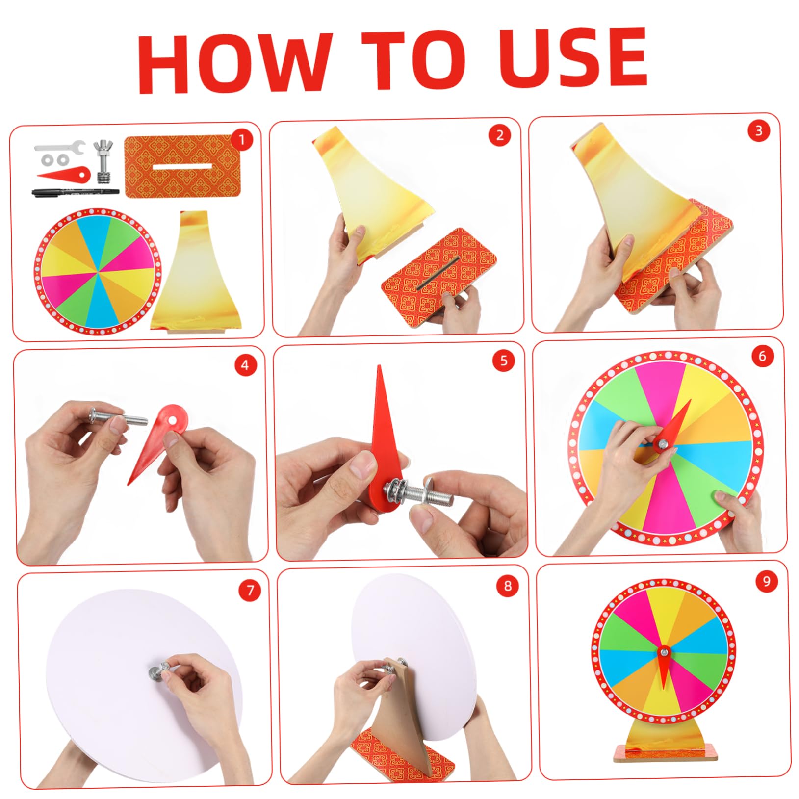 YARNOW Accesorios De Juego Suministros De Fiesta para Rueda De Ruleta De Plástico Rueda De Tablero De Ajedrez para Girar Rueda De Ruleta para Fiesta Rueda Giratoria De Grupo Redondo para