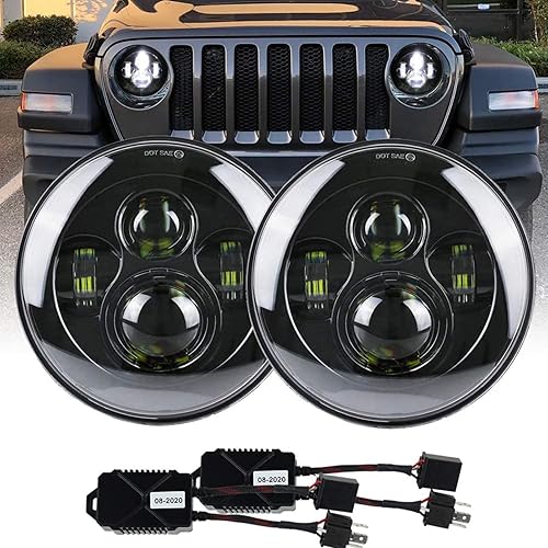 Atubeix Faro LED de 7 pulgadas, para Jeep Wrangler 2007-2017 JK TJ LJ CJ H1 H2 luz altabaja reemplazar DRL accesorios para faros delanteros (negro)