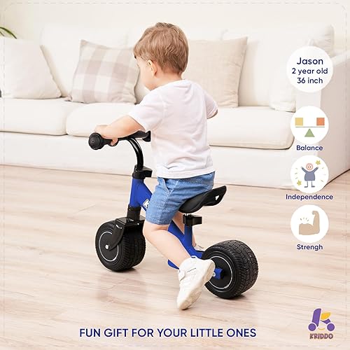 Miniatura 2 de KRIDDO Bicicleta de equilibrio para bebé, diseño de mini crucero con ruedas anchas de poliuretano para niños de 1 a 3 años, regalo ideal de primer