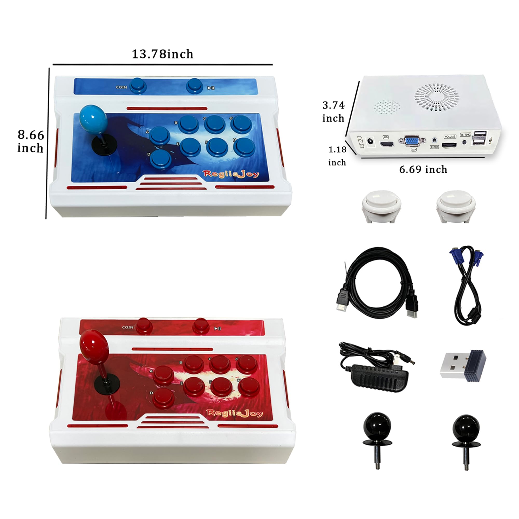 28000 in 1 Wireless Pandora Box Arcade Game Console 50S Bluetooth for PC Projector 4K TV, 2-4 Players, 3D Games, Search/Hide/Save/Load/Pause Games