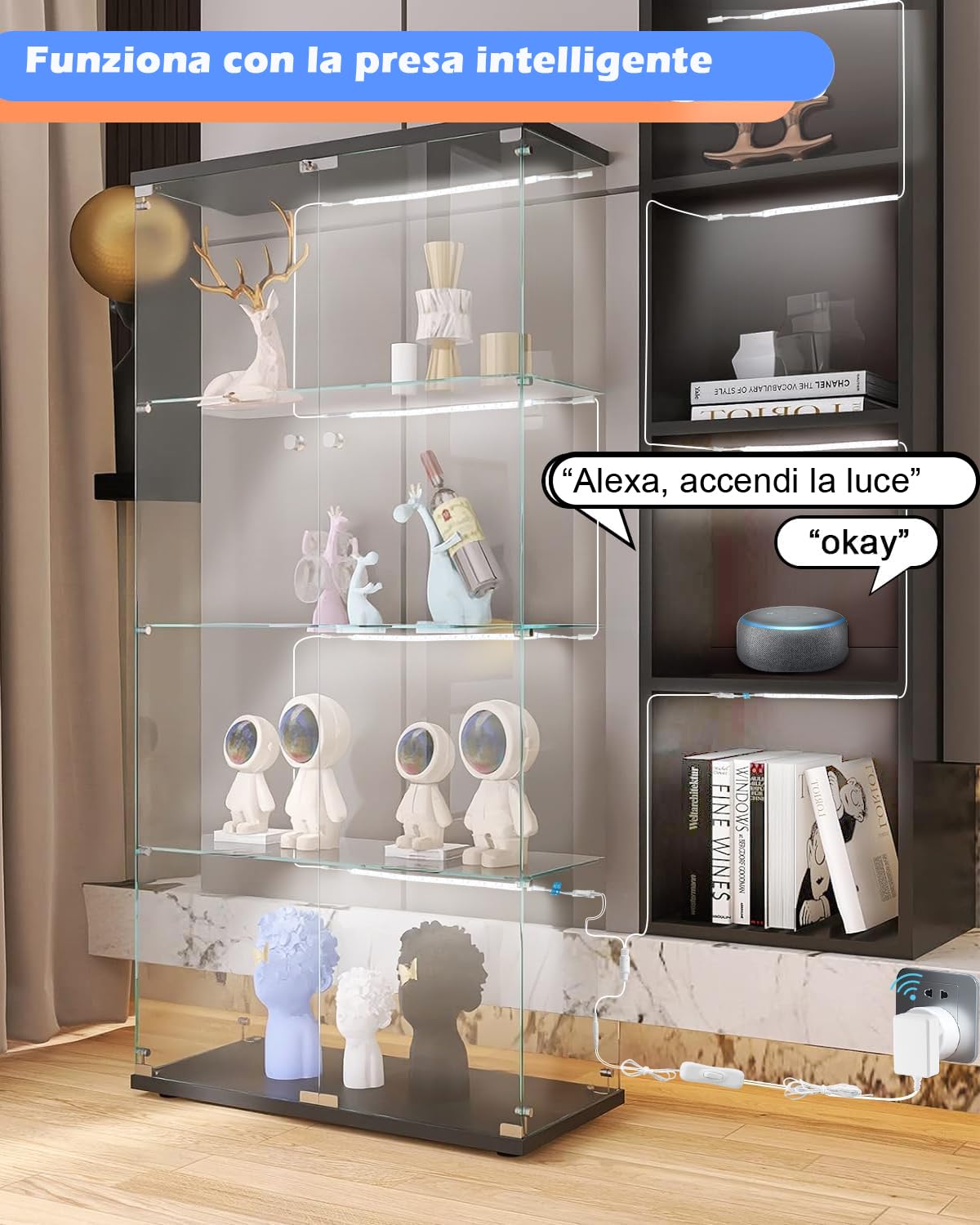 Cefrank Set di luci a LED ultra luminose da 20 W, per scaffali, 8 strisce da 30 cm, 2000 lm, flessibili e durevoli per librerie, armadi, dispensa (Bianco)