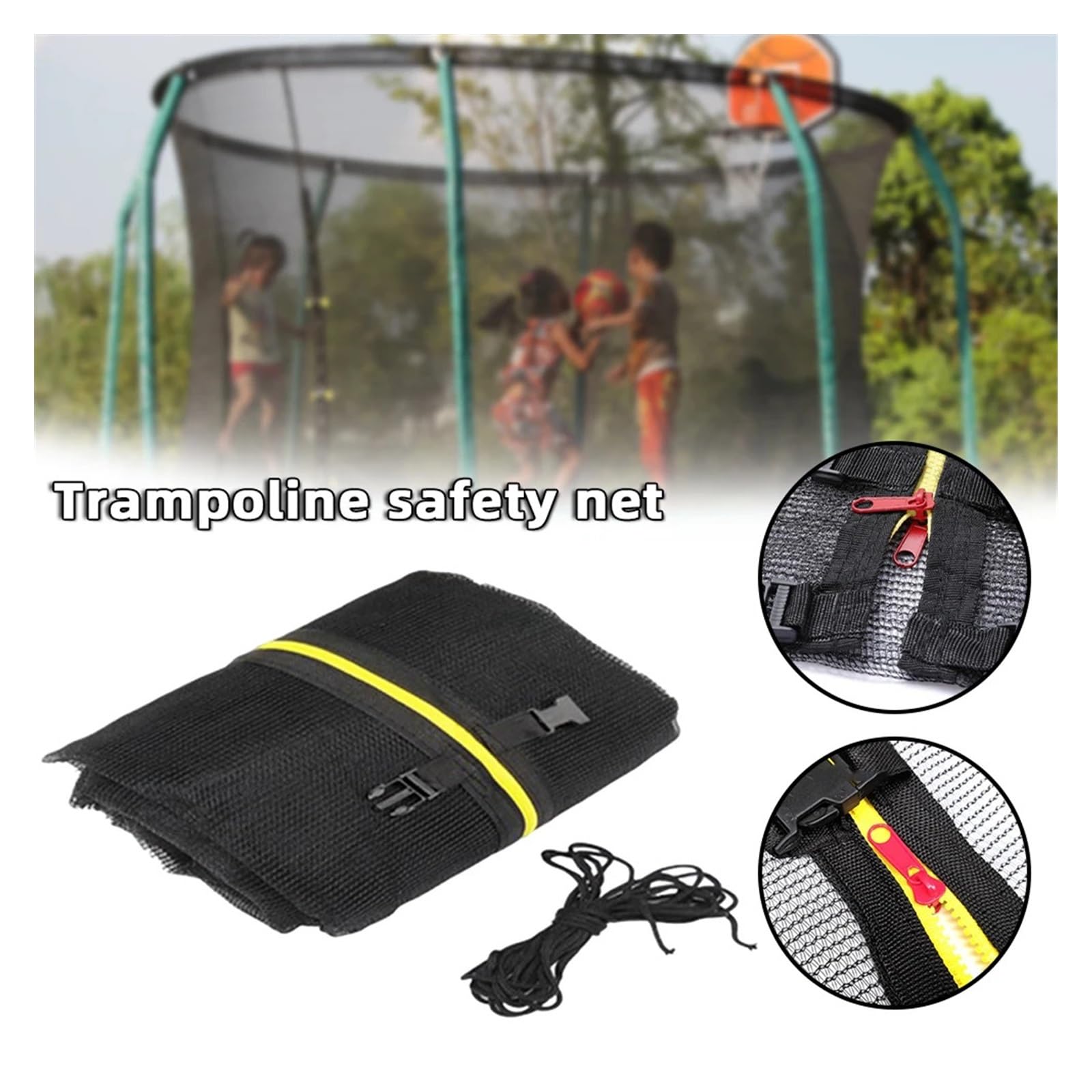 Colchoneta Recambio Exterior Trampolín Marcos Redondos para Trampolín, Valla De Red De Seguridad, Valla Protectora Elástica, Malla De Seguridad Anticaída para Trampolín Exteriores