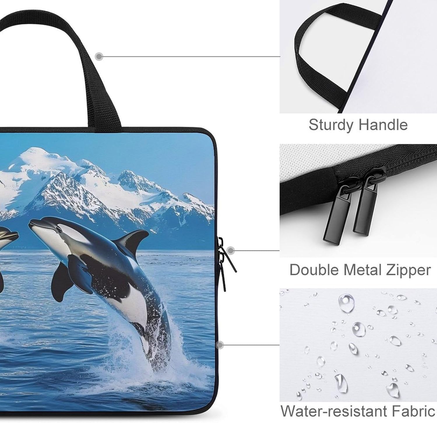 Animal Orcas Iceberg Laptop Bag Lightweight Computer Bag Carrying Case for Work Business