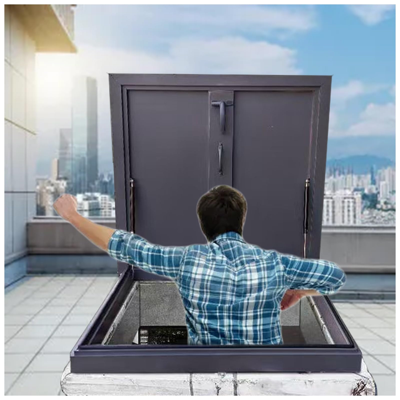 Puerta de ventilación Securi galvanizada de alta resistencia 65 x 65 cm