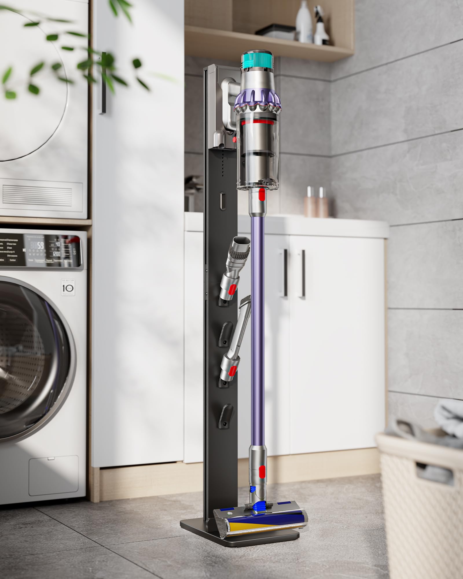 PEGZONE Soporte Aspiradora para Dyson Gen5 V15 V12 V11 V10 V8 V7 Negro | Compatible con Dyson, Soporte con 4 Ganchos, sin Taladrar, Guarda la Aspiradora y Todos los Accesorios