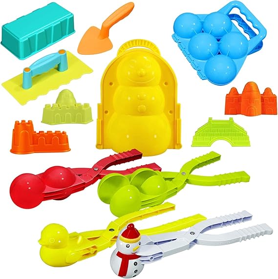 WTOR Snow Play Toy Solid Durable Snow Block Ball Kids Toys Maker Tools Set with Snow Clip Shovel