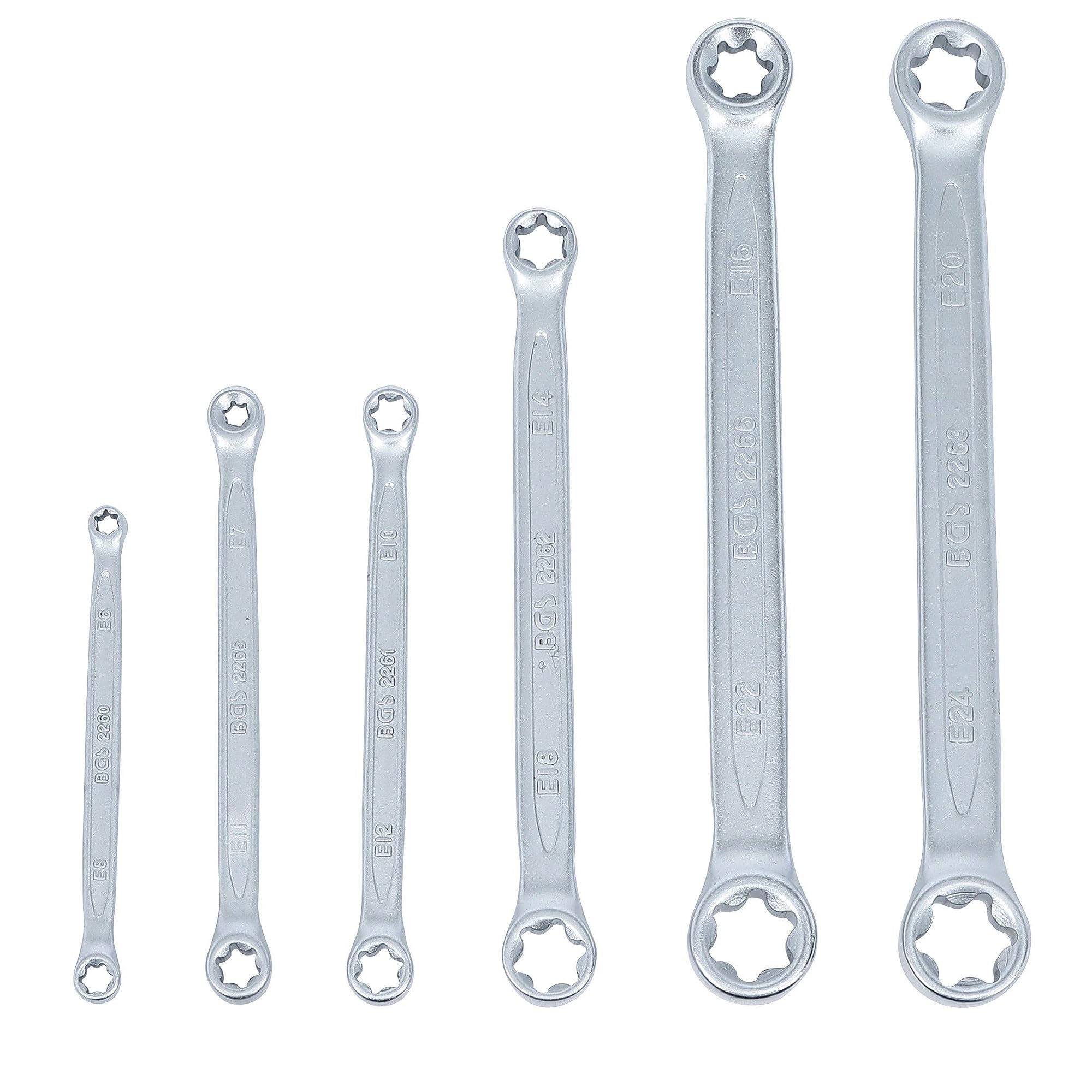 BGS 2268 | Set di chiavi a doppio anello con teste ad anello e profilo E | E6 x E8 - E20 x E24 | 6 pz.