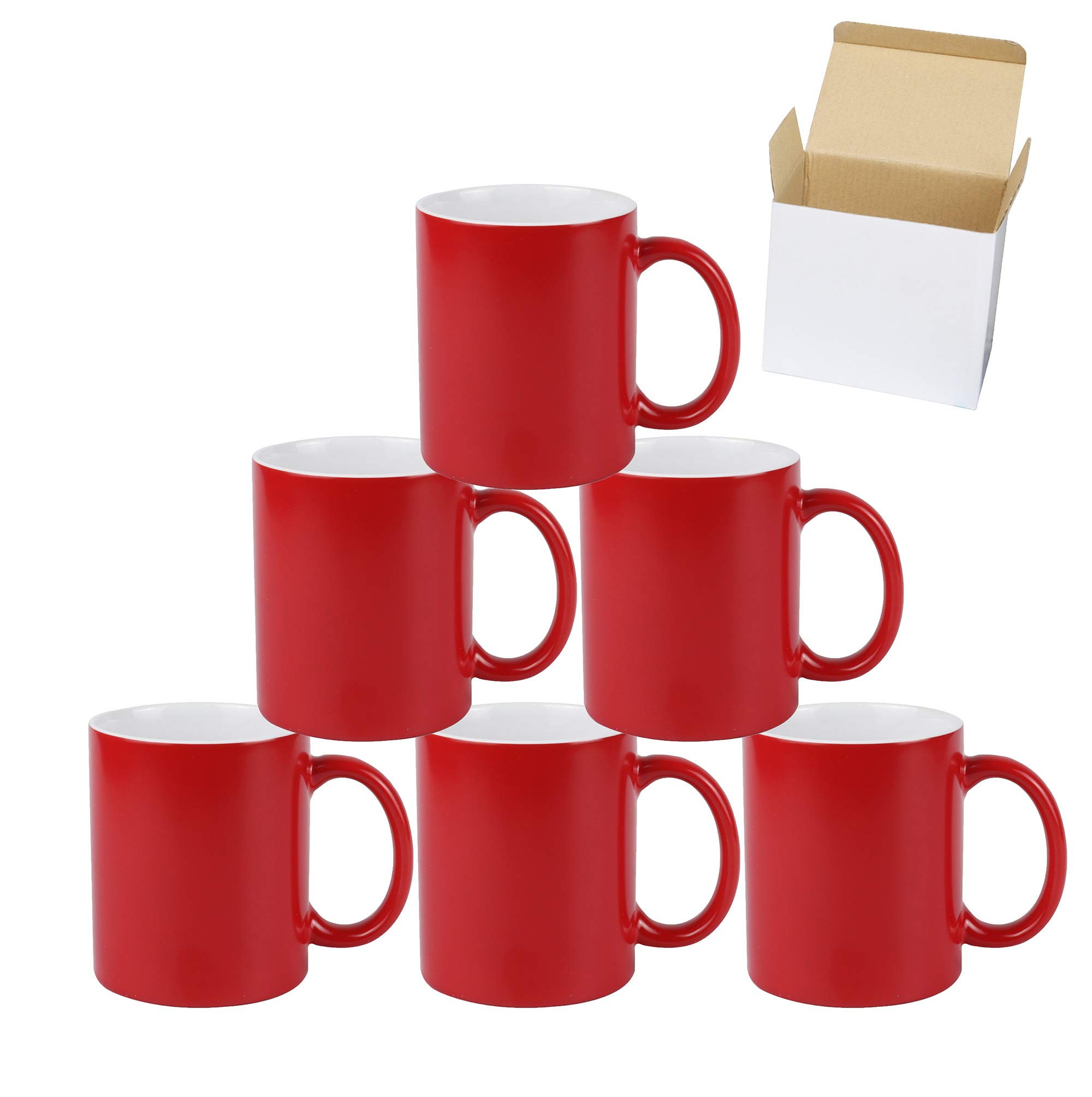 HomeVss Taza de sublimación de 325 ml, color rojo, empaquetado en caja blanca, caja de 6
