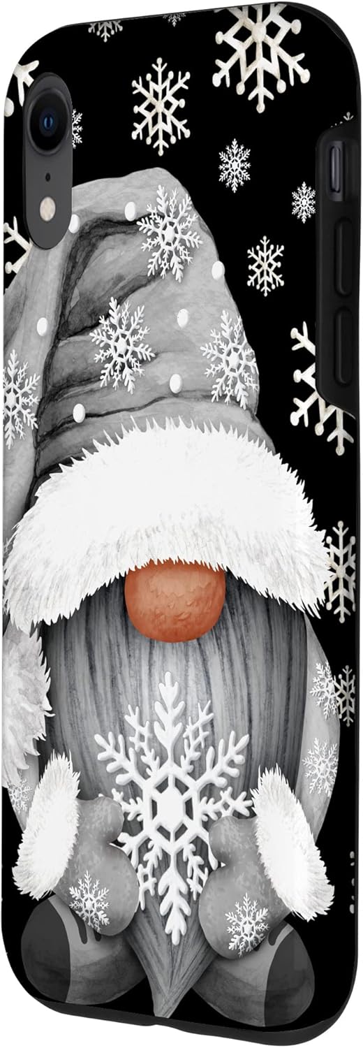 Cool Grey Goth Gnome With Cute Snowflake Pattern For Winter Case for iPhone XR