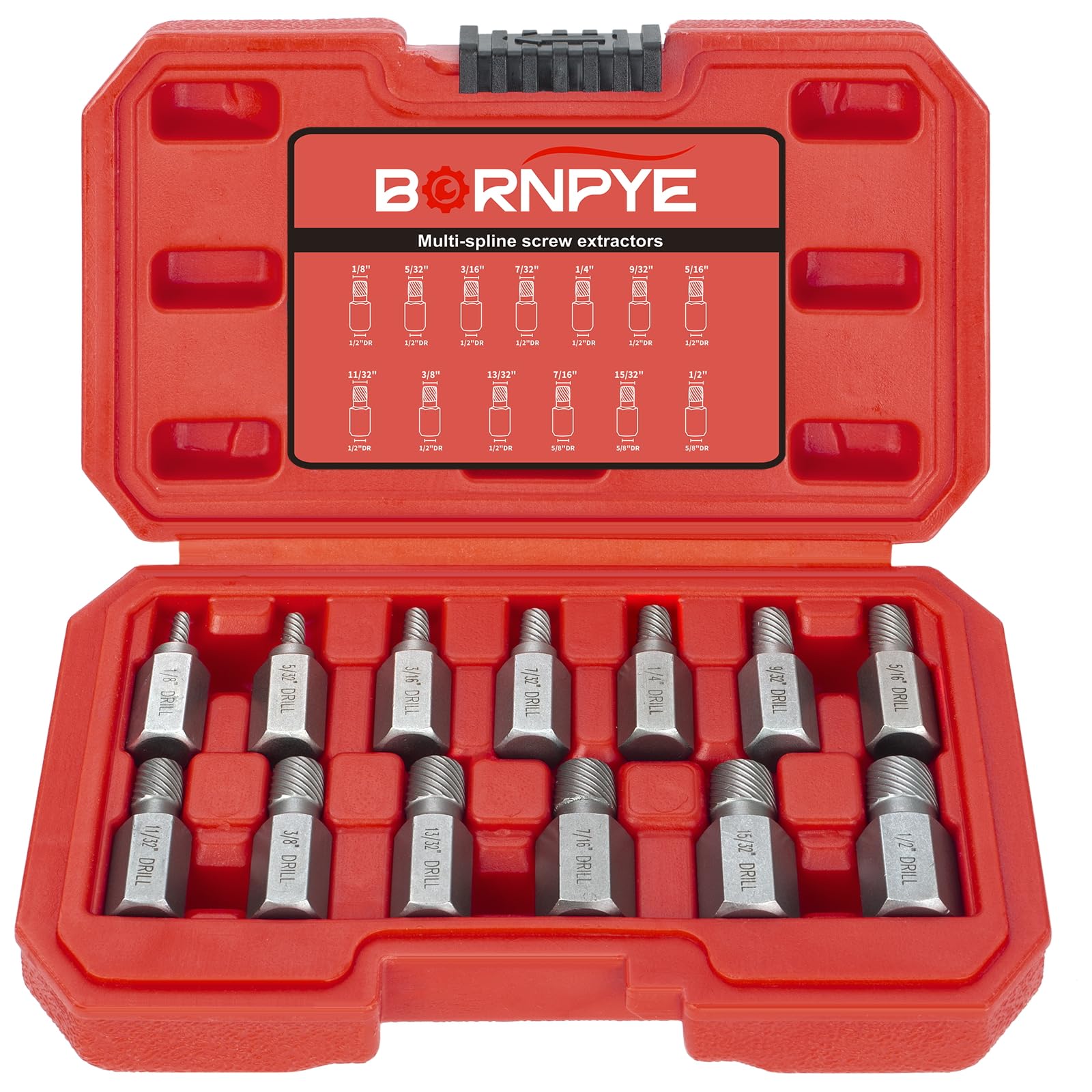 13 PCS Screw Extractor Set, Hex Head Multi-Spline Easy Out Bolt Extractor Kit Stripped Allen Screw Removal Tool Chrome Molybdenum Alloy Steel Remover Tool for Broken Rounded Rusted Bolts Screws Nuts