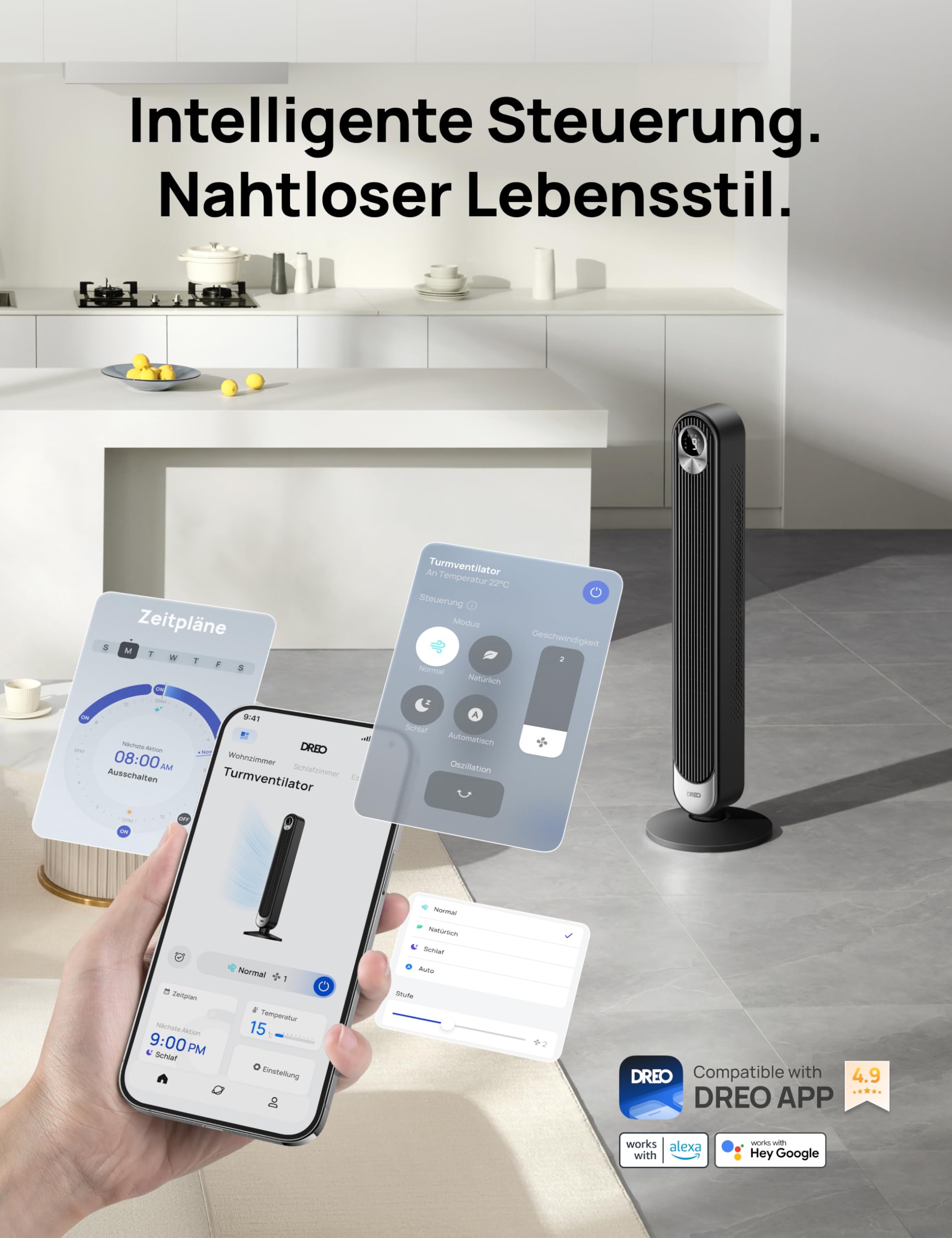 Dreo Smart DC Motor Turmventilator Leiser – Bild 9