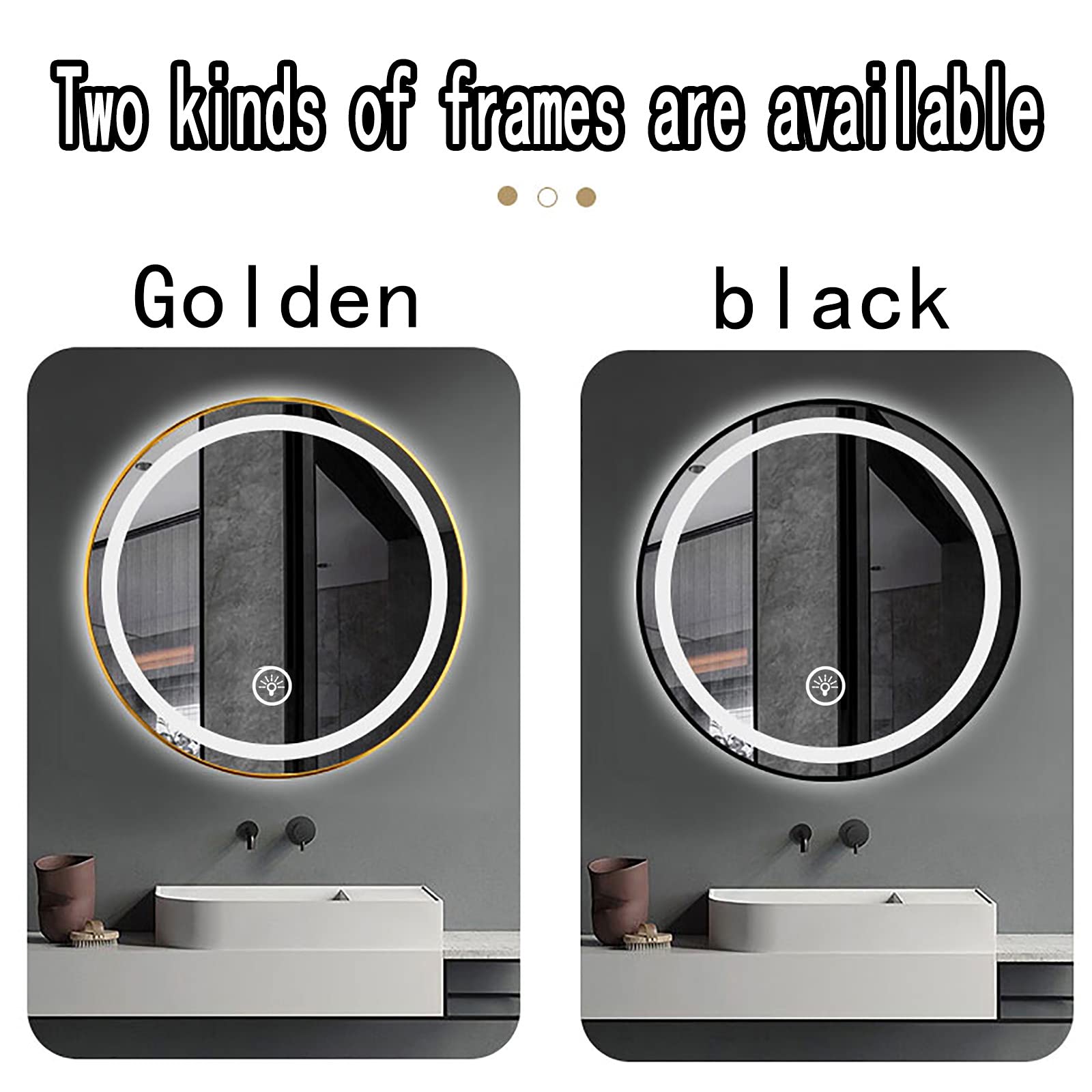 Amazon.com: VinAmy Bathroom Mirror with LED Round Bathroom